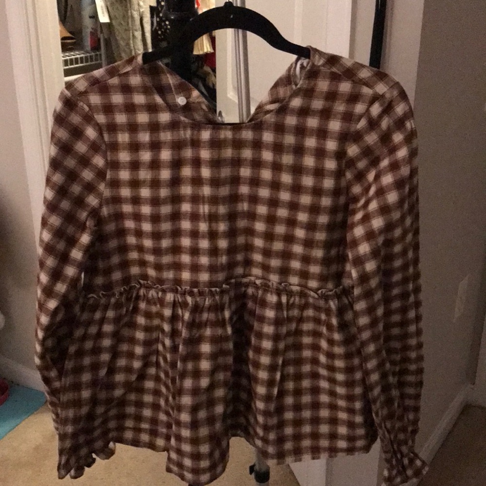 Goodnight Macaroon Brown Checkered Shirt